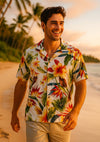 Rayon Paradise Relax Fit Aloha Shirt Cream