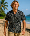 Men's Cotton Palmeras Hawaiian Shirt Black
