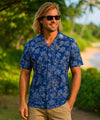 Men's Cotton Palmeras Hawaiian Shirt Navy