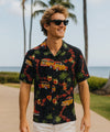 Woody Short Sleeves Rayon Aloha Shirt Black