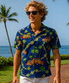 Woody Short Sleeves Rayon Aloha Shirt Navy
