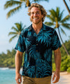Areca Resort Palms Men's Rayon Shirt Aqua