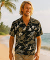 Short Sleeve Men's Rayon Tropical Aloha Shirt Black
