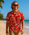 Short Sleeve Men's Rayon Tropical Aloha Shirt Red
