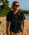 Rayon Fern Grotto Men's Aloha Shirt Black