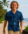 Rayon Fern Grotto Men's Aloha Shirt Navy