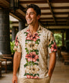 Men's Hibiscus Rayon Panel Island Shirt White