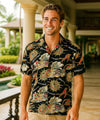 Rayon Hula Hat Men's Open Pointed Aloha Shirt Black