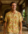 Rayon Hula Hat Men's Open Pointed Aloha Shirt Khaki