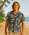 100% Rayon Makaha Folded Collar Men's Shirt Black