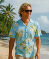 Celeste Ginger Rayon Hawaiian Aloha Shirt Sky Blue