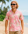 Kaeo Orchids Coral Rayon Aloha Shirt Coral