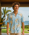 Kaeo Orchid Hawaiian Aloha Shirt Light Sky Blue