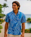 Polynesian Tatoo Rayon Hawaiian Shirt Blue