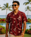 Rayon Diamond Head Volcano Hawaiian Shirt Red