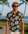 Short Sleeves Relax Fit Rayon Aloha Shirt Black