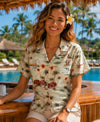 Hawaiian Paradise Kauai Camp Women Aloha Shirt Sage