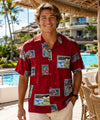 Honolulu Vacation Postcards Hawaiian Shirt Red
