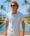 Banana Leaf Coral Tropical Shirt Light Blue