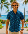 Wrinkle-Free Palms Aloha Shirt Navy