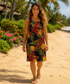 Retro Pineapples Rayon Midi Knee Length Dress Midnight