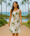 Orchids Knee Length Makani Hawaiian Dress White