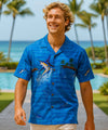 Marlin Fishing Hawaiian Border Shirt Blue