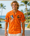 Marlin Fishing Hawaiian Border Shirt Orange