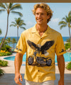 Short Sleeves Men's Motorcycle Hawaiian Shirt Yellow