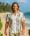 Hibiscus Panel Cotton Hawaiian Shirt White