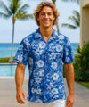 Kahula Cotton Men's Hawaiian Shirt Royal Blue