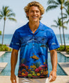 Dolphins Border Shirt Hawaiian Style Blue