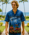 Dolphins Border Shirt Hawaiian Style Ocean Blue