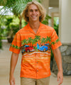 Woody Surf Chest Border Aloha Shirt Orange