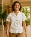 Short Sleeves Honolulu Leis Women Hawaiian Shirt White