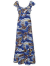 Blue Hawaii Long Maxi Rayon Hawaiian Dress