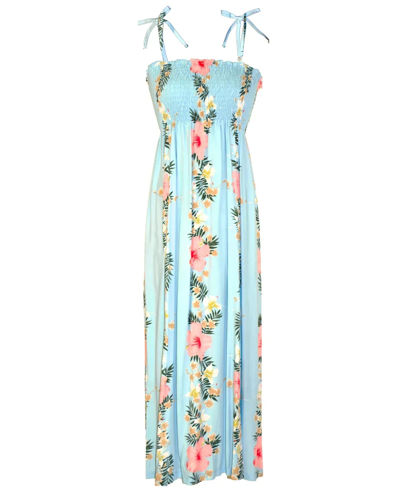 Long Tube Top Smock Maxi Hawaiian Dress