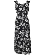Long Black Rayon Tank Style Hawaiian Dress