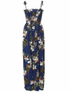 Waianae Maxi Long Smock Hawaiian Dress Navy