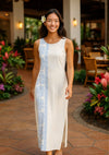 Side Border Prince Kuhio Long Maxi Dress White