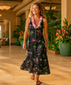 Comfort Fit Flamingo Rayon Long Hawaiian Dress Black