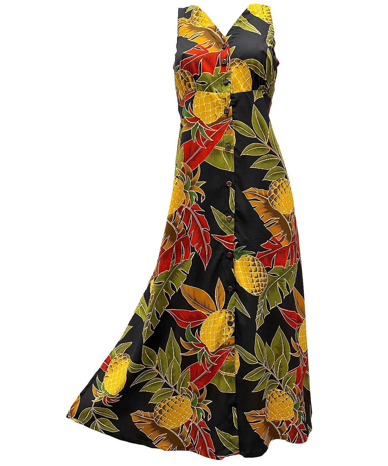 Pineapples Long Maxi Cocktail Vintage Dress