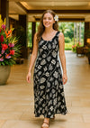 Long Black Rayon Tank Style Hawaiian Dress Black