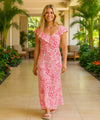 Pink Pull Over Long Ruffled Muumuu Dress Pink