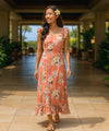 Palolo Long Muumuu Hawaiian Dress Peach