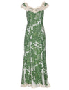 Hibiscus Flower Lei Long Muumuu Ruffle Dress