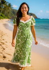 Polycotton Long Muumuu Hawaiian Dress Green