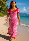 Polycotton Long Muumuu Hawaiian Dress Pink
