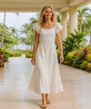 Long Muumuu with Ruffled Sleeves Hawaiian Dress White