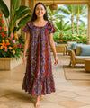 Long Muumuu Hawaiian Dress Maroon